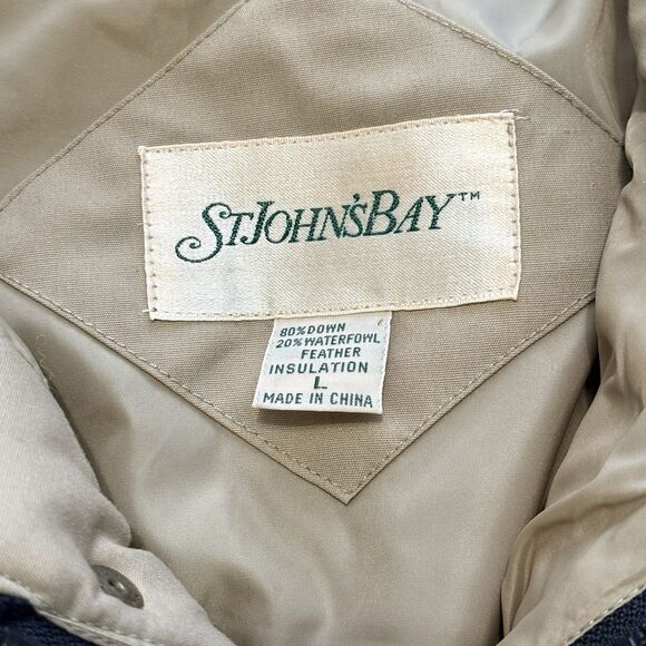 VTG St John's Bay Mens L Down/Waterfowl Puffer Snap Vest Brown Outerwear Outdoor - Picture 2 of 11
